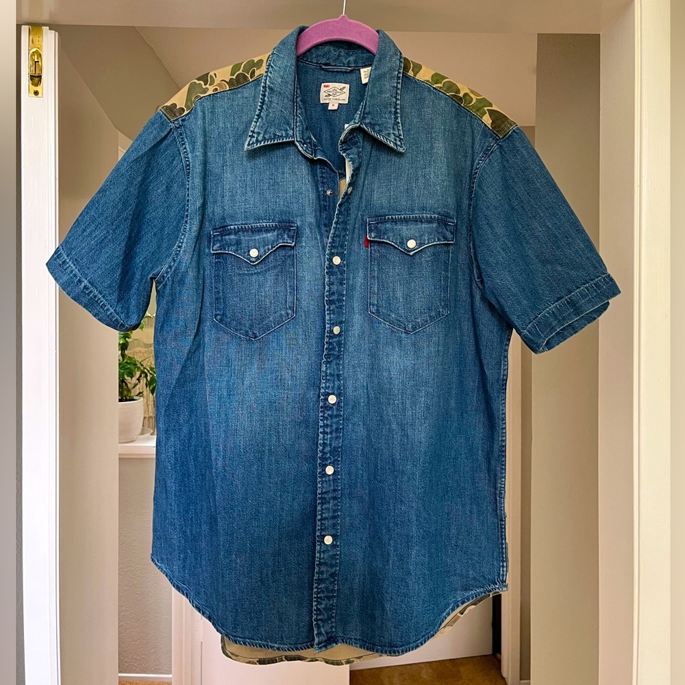 Levi’s x Justin Timberlake Fresh Leaves Camo Denim Button Down Shirt
